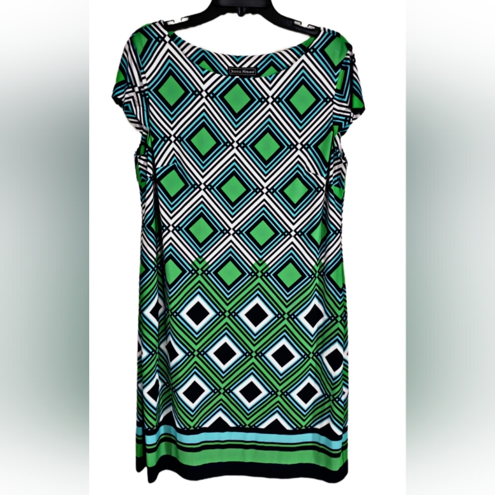 Jessica Howard Geometric Sheath Dress Size L